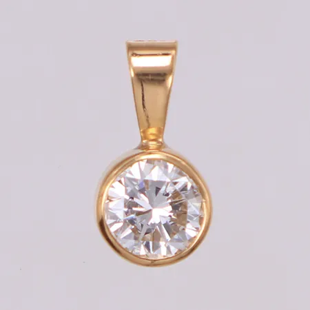 Enstenshänge med diamant 1xca0,85ct ca W(H)/VS, längd 14,3mm, bredd 7,5mm, JS Guldsmide, Göteborg, 18K  Vikt: 1,5 g