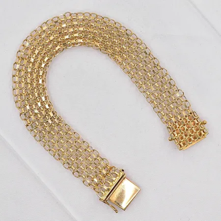 Armband X-länk, 19cm, bredd 14,9mm, en låsåtta saknas, klämd länk, 18K Vikt: 18 g