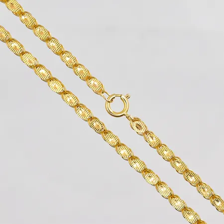Kedja, 50cm, bredd ca 3,5mm, 21K  Vikt: 14,1 g