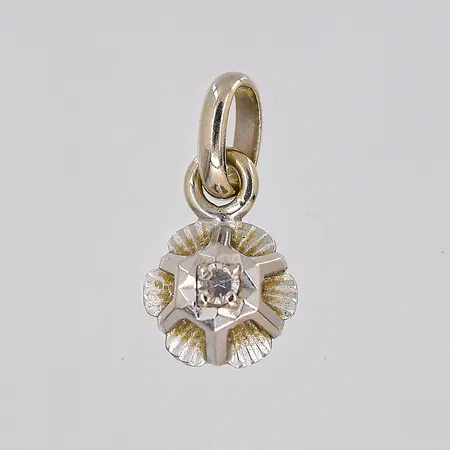 Hänge vitguld, Ø 6mm, vit sten, 18K Vikt: 0,6 g