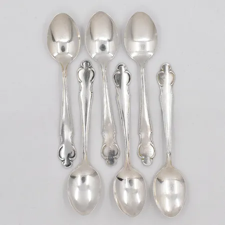 6 Kaffeskedar, modell Disa, längd ca 12cm, silver 830/1000 Vikt: 86 g