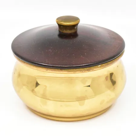 Skål med trälock, Skultuna 1607, R10, höjd ca 7cm, Ø 9cm, bruksskick