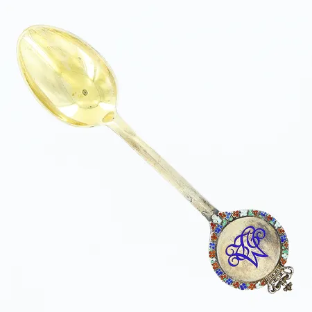 Minnessked Anton Michelsen, Drottning Margrethes kröning 15 Januari 1972 Danmark, 16cm, smärre slitage på emalj, slitage på förgyllning, sterling, silver 925/1000 Vikt: 59,9 g