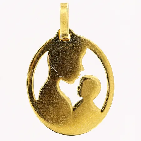 Hänge, mamma och barn, 18x12mm, 18K.  Vikt: 0,5 g