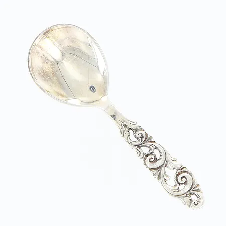 Konfektsked 90mm, norsk modell, svensk importstämpel, silver 830/1000 Vikt: 8,8 g