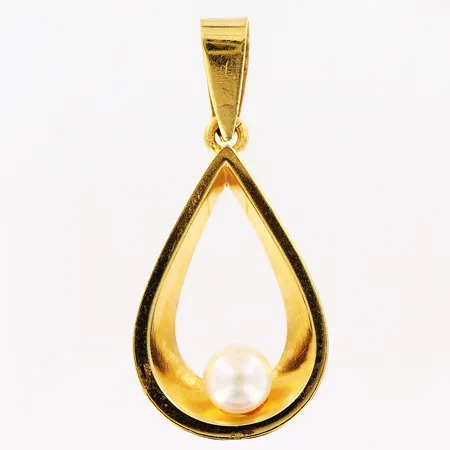 Hänge, pärla, 21x11,5mm, 18K.  Vikt: 0,8 g