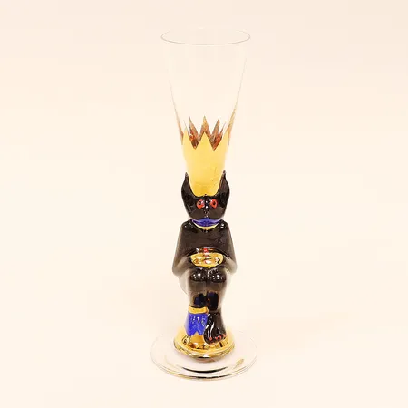 Snapsglas, Djävul, svart, Nobelserien, Gunnar Cyrén, Orrefors, höjd 16,2cm.