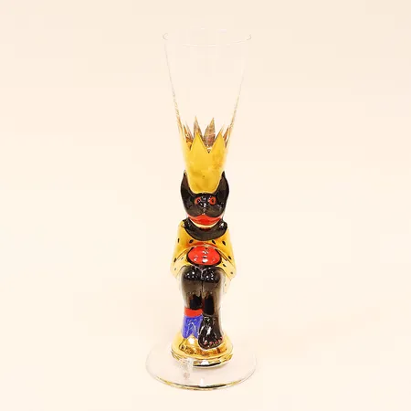 Snapsglas, Djävul, guld, Nobelserien, Gunnar Cyrén, Orrefors, höjd 16,2cm, etikettmärk.