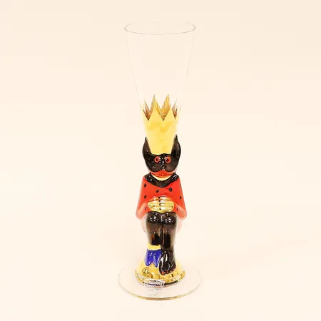 Snapsglas, Djävul, röd, Nobelserien, Gunnar Cyrén, Orrefors, höjd 16,2cm, etikettmärkt