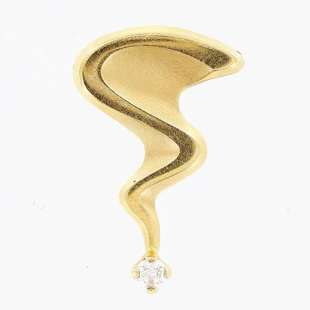 Hänge, vit sten, 19x12mm, 18K.  Vikt: 0,7 g