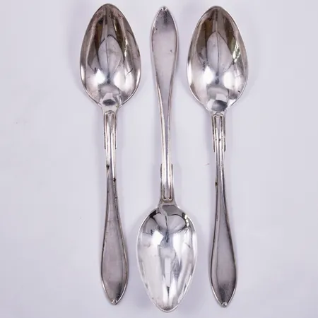 3 skedar, Guldsmedsaktiebolaget GAB år 1918, längd: ca 19cm, silver  Vikt: 124 g