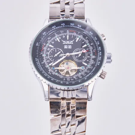 Herrur JarAgar, stål, quartz, glasboett, datum, refnr: A034, Ø 45mm, längd: ca 22cm,  i etui, viklås 