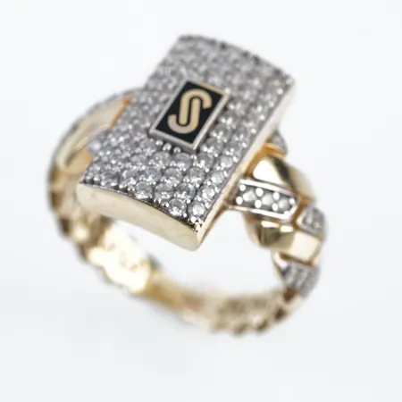 Ring m vita stenar, stl 16½(54), bredd 15mm, 14k Vikt: 3,5 g