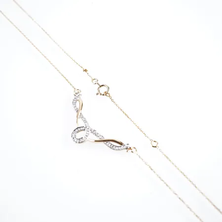Collier m vita stenar, 44cm, bredd 20mm, 18k Vikt: 3,1 g