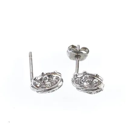 Örhängen vita stenar, vitguld, Ø 7mm x 7mm, 14k, 1 stoppare saknas Vikt: 1,2 g