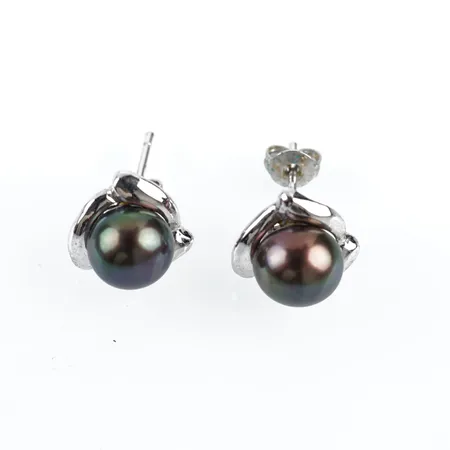 Örhängen m färgade pärlor, vitguld, Ø12mm, 18k Vikt: 3,1 g