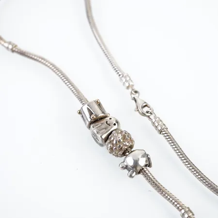 Halsband, Pandora, silver, m 4 berlocker, 40,5cm Vikt: 38,5 g