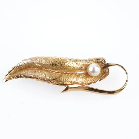 Brosch m pärla, 50mm x 15mm, 18k Vikt: 4,3 g