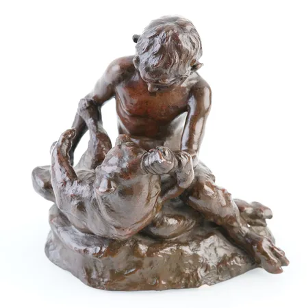 Figurin Brunpatinerad brons, Höjd 19cm, signerad Lauritz Jensen 1918, ex nr.3