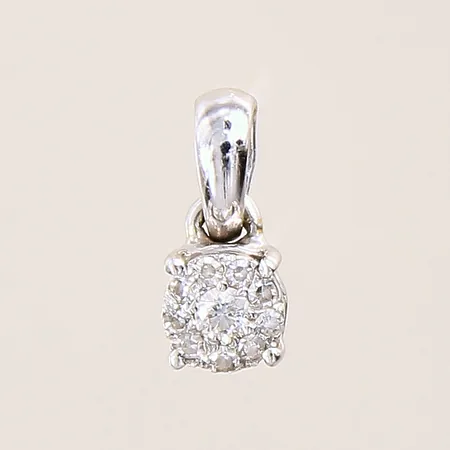 Hänge med diamanter ca 1x 0,025ct + 9x 0,01ct, ca 5x10mm, 8/8-slipade, vitguld 18K  Vikt: 0,6 g