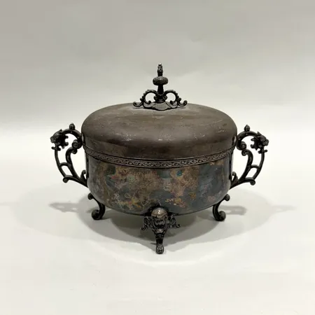 Sockerskål, höjd: ca 9cm, bredd: ca 13cm, silver 800/1000 Vikt: 563,5 g