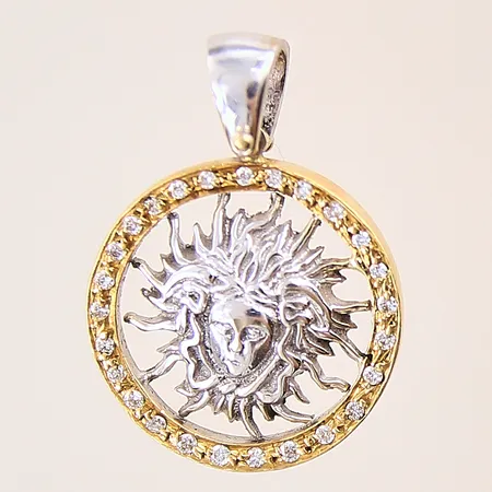 Hänge med diamanter 25xca0,01ct, tvåfärgad, längd: 25mm, bredd: 19mm, 18K Vikt: 5,4 g