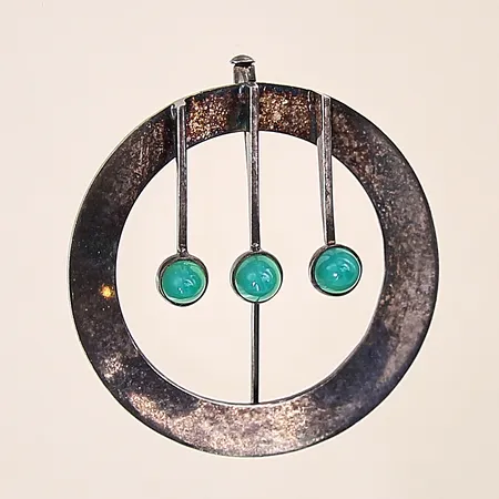 Brosch med gröna stenar, 40x40mm, silver 925/1000 Vikt: 8,8 g