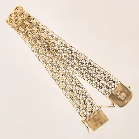 Armband X-länk med stav, längd: 19,5cm, bredd: 14,1mm, repor vid lås, 18K  Vikt: 21 g