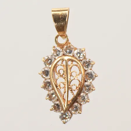 Hänge med vita stenar, 25x12mm,14K Vikt: 2,1 g