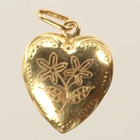 Hänge hjärta med blommönster 13x15 mm exkl ögla, 18K 1g Vikt: 1 g