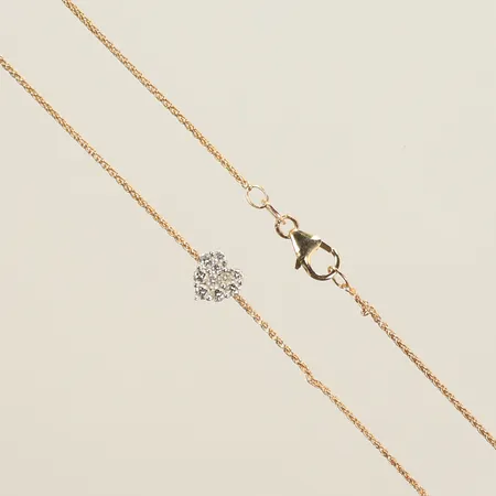 Halskedja med diamanthänge ca 10 x0,01ct, längd 44cm, bredd 1-6mm, 18K Vikt: 2,5 g