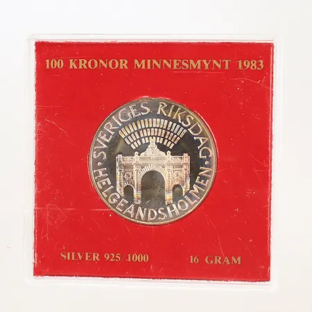 Minnesmynt 100 Kronor, 1983, silver, 925/1000 Vikt: 16 g