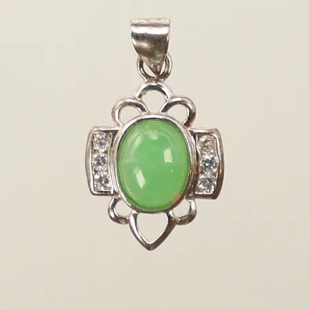 Hänge med grön sten, 25x12mm, silver, 925/1000 Vikt: 2,2 g