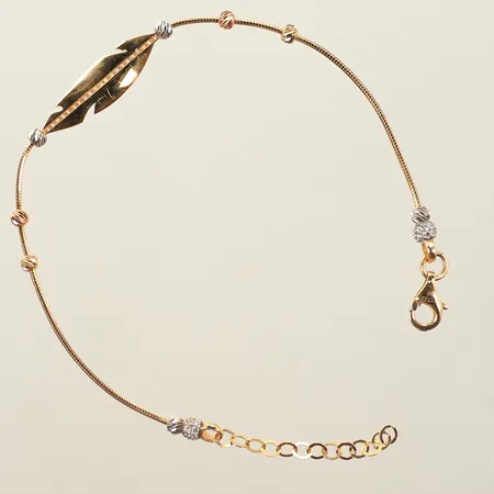 Armband med bollar (rödguld/vitguld/roséguld) samt vita stenar, längd 20cm, bredd 1-6mm, 18K  Vikt: 3,8 g