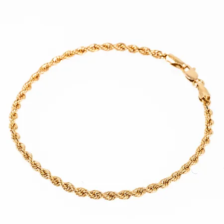 Armband, ihålig cordel i 18K guld. Det är 18,5 cm långt, 2,7 mm brett och väger 2,2g. Framstår oanvänd.