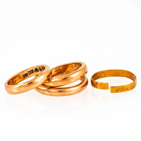 Defekt/graverat guld. 19,3g i 18K, 1,9g i 23K. 