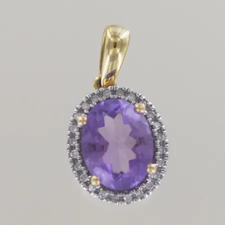 Hänge med diamanter och en lila sten, L 1,8 cm B 10 mm, 18k Vikt: 2,1 g