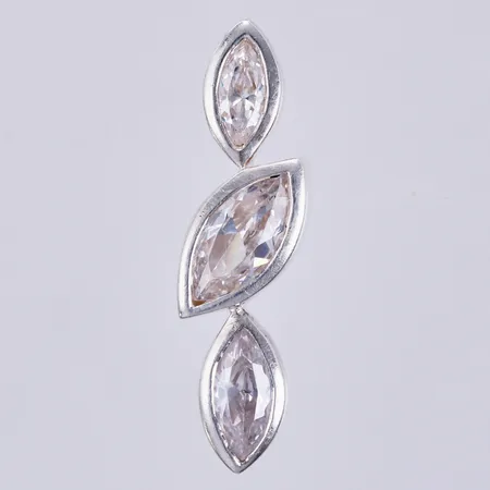 Hänge med vita stenar, längd ca 35mm, bredd ca 10mm, GHA 925/1000 silver Vikt: 6,2 g