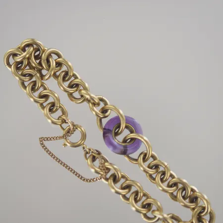 Armband Ankar med ametist och säkerhetskedja, L 19,5 cm B 8-14 mm, 18k Vikt: 37,1 g