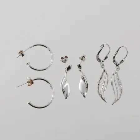 Örhängen paret 3st, Ø 21,5mm, höjd ca 3-4mm, silver Vikt: 7,2 g