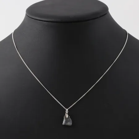 Kedja Pansar, längd 41cm, bredd 1mm, silver + hänge sten Vikt: 1,4 g