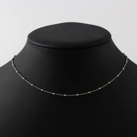 Kedja med kuldekoration Ø 2mm,  längd 37cm, Safira, silver Vikt: 1,7 g