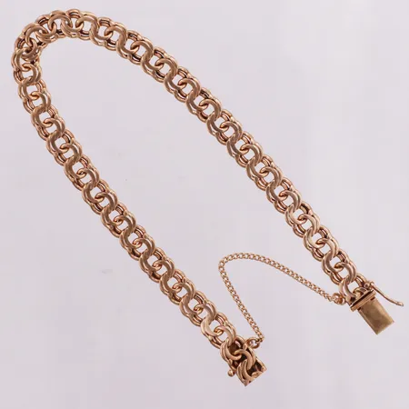 Armband, Bismarck, Ek Kurt år 1952, ca 19,5cm, bredd 6,4mm, säkerhetskedja, 18K  Vikt: 15 g
