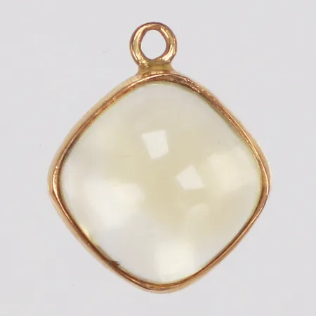 Hänge, ljus gul/grön sten, längd 15mm inkl ögla, bredd 12mm, saknar hängögla, 18K Vikt: 1,2 g