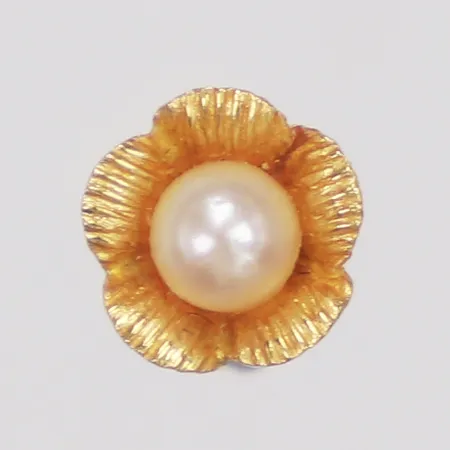 Örhänge, udda, odlad pärla, bredd 6mm, saknar stopp, 18K Vikt: 0,2 g