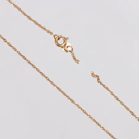 Kedja, Singapore, Guldfynd, ca 41cm, bredd 1,1mm, defekt av, 18K Vikt: 1,3 g