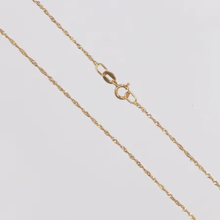 Kedja, Singapore, italienska stämplar, 40cm, bredd 1,2mm, 18K  Vikt: 0,9 g