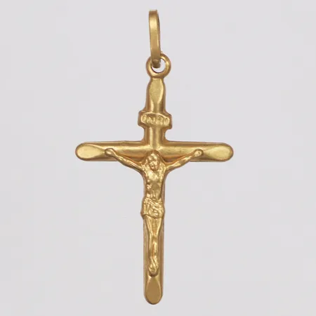 Hänge, krucifix, italienska stämplar, 38mm, 18K  Vikt: 1 g