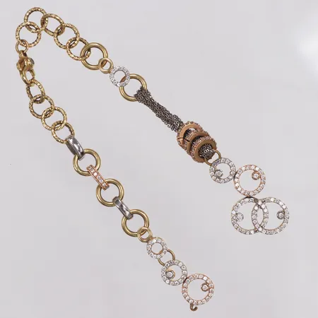 Armband, vita stenar, trefärgad, ca 19cm, defekt av, 14K  Vikt: 10,2 g