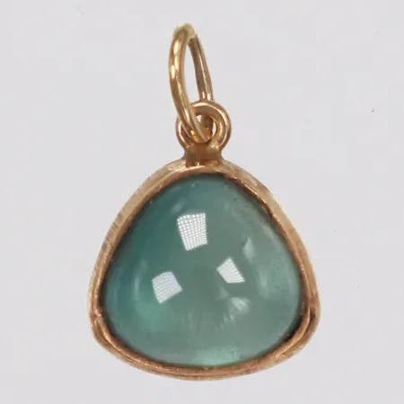 Hänge, grön sten, 15mm, 18K  Vikt: 1,1 g